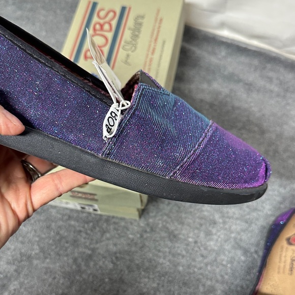 Skechers BOBS Glitter Slip-On Shoes - Purple - Picture 3 of 13